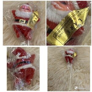 Vtg 60s Deadstock Celluloid Santa Claus Christmas Pick by Lark Hong Kong.Sealed